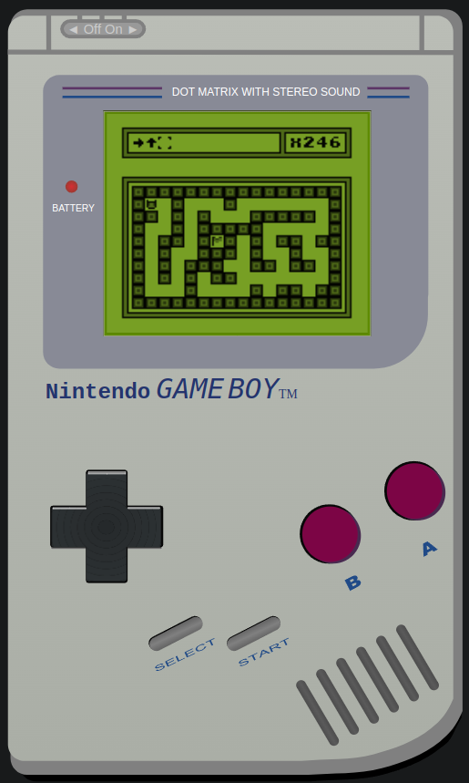 A gameboy with a maze on the screen. Above the maze, the left rectangle contains a right arrow and an up arrow, followed by a doted square indicated a cursor. The cell selected by the cursor is empty. The right rectangle indicate &ldquo;x246&rdquo;, indicating that even if the instruction is not set, the count value can still be modified